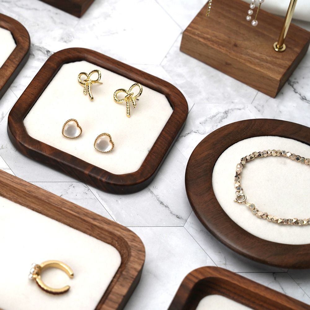 Wood Ring Blank - Simple Geometry Wood Rings Tray Velvet