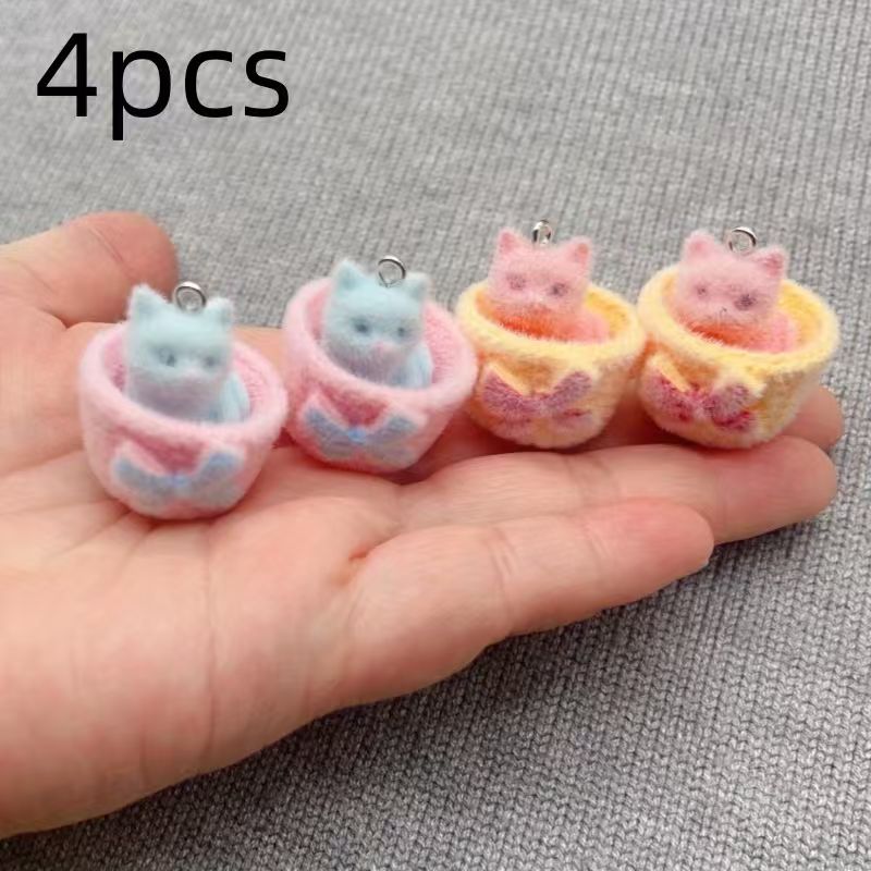 4pcs 3D plush resin cat pendan - Resin Craft Projects recension och pris