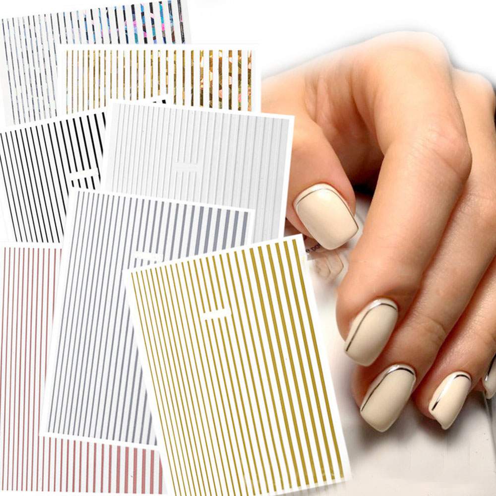 1 Sheet 3D Gold Silver Lines S - Gold Foil Flakes recension och pris