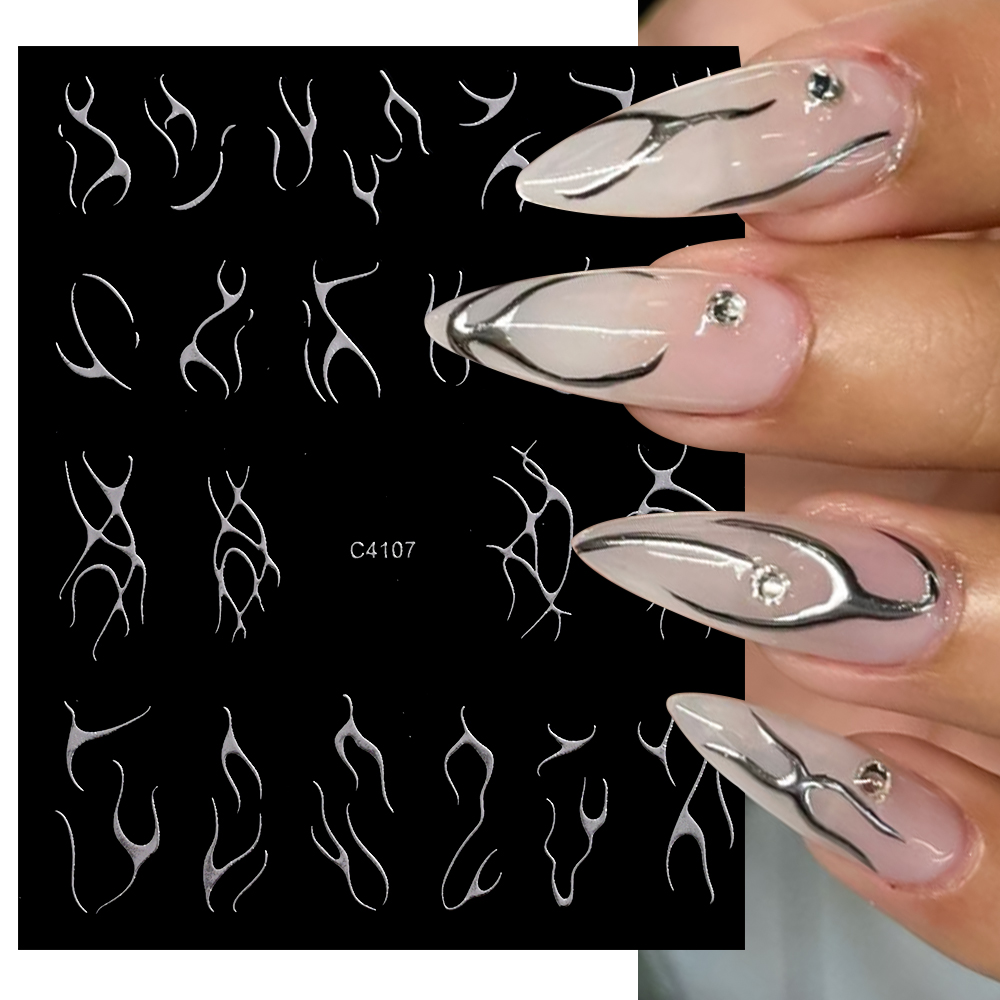 3D Silver Flame Nail Sticker G - Gold Foil Flakes recension och pris