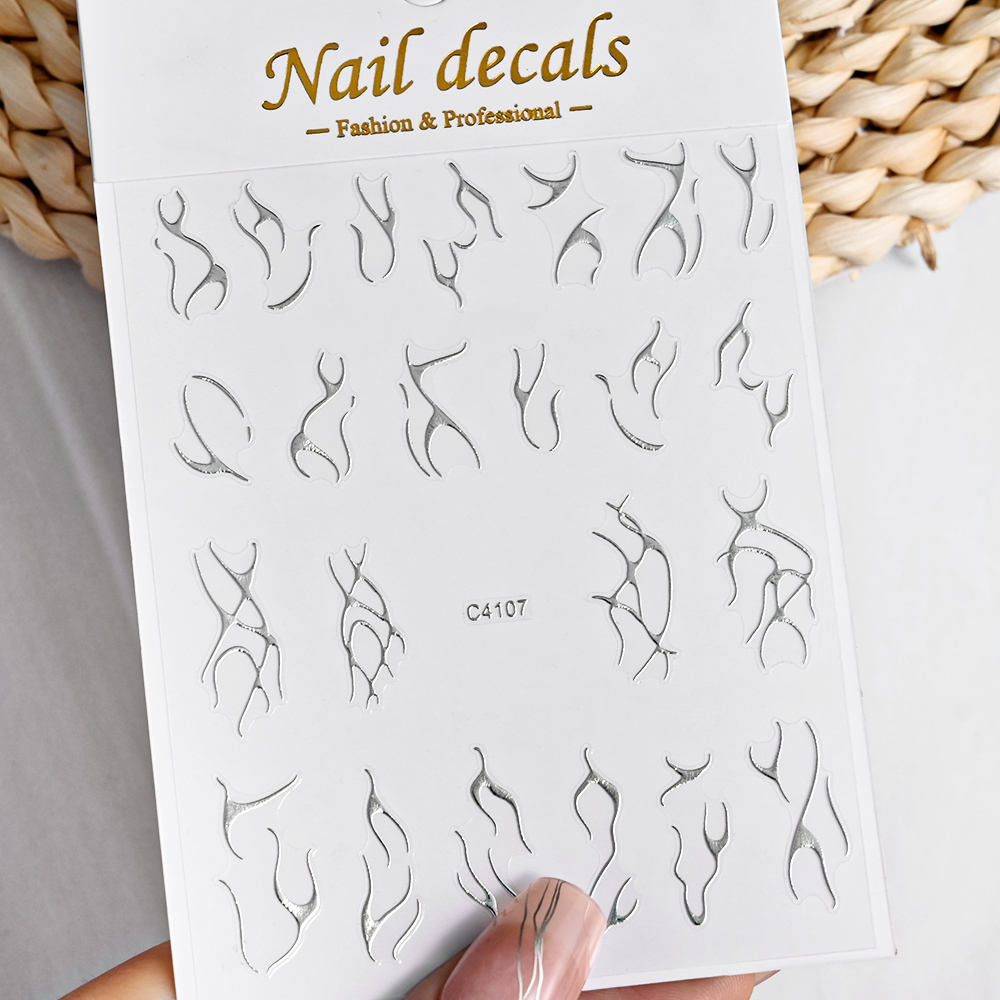 3D Silver Flame Nail Sticker G - Gold Foil Flakes recension och pris