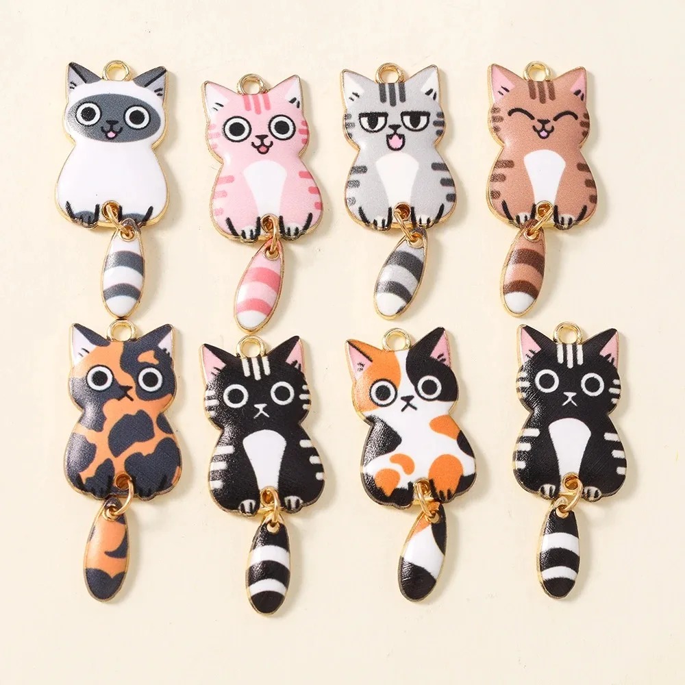 10Pcs 16×39mm Cute Cartoon Cat - Resin Crafts Diy recension och pris
