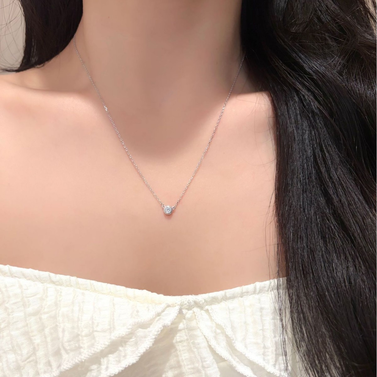 S925 Sterling Silver Moissanit - Bezels Set Pendant recension och pris
