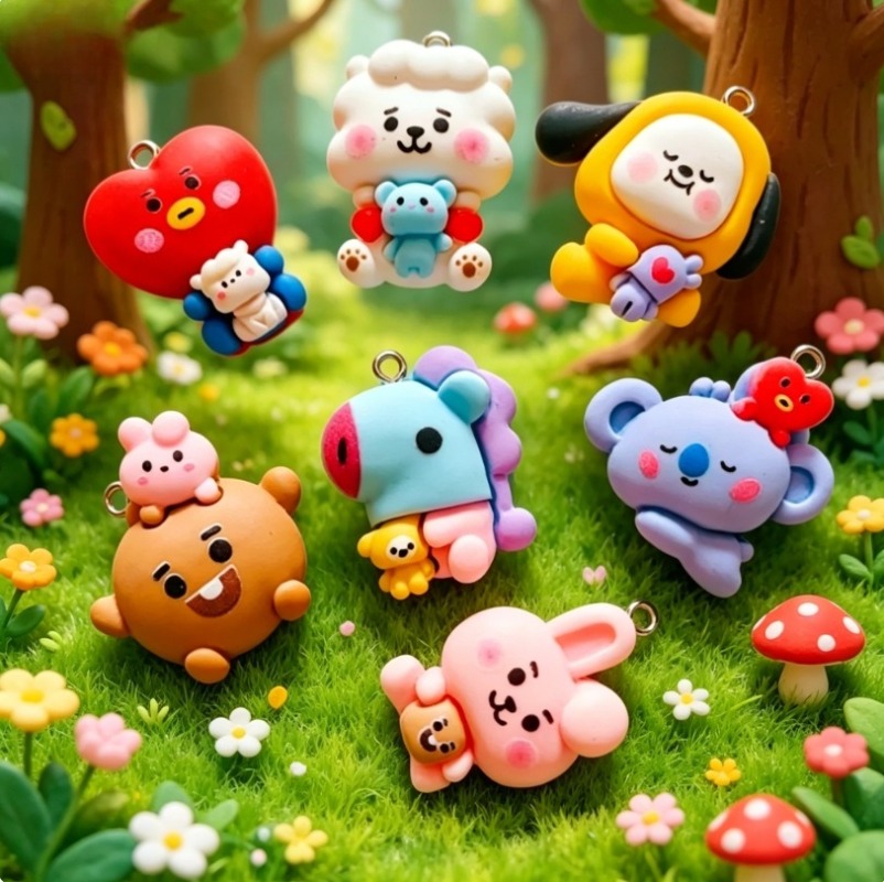 7pcs BT21 Resin Cartoon Charm  - Resin Craft Projects recension och pris