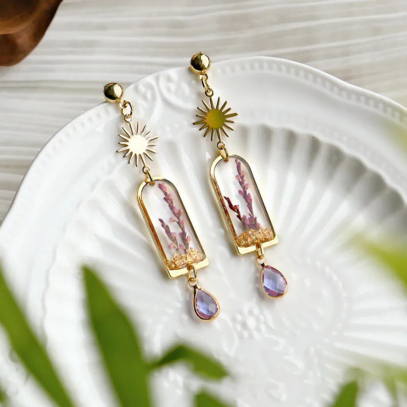Unique Purple Lavender Earring - Dried Flower Bulk recension och pris