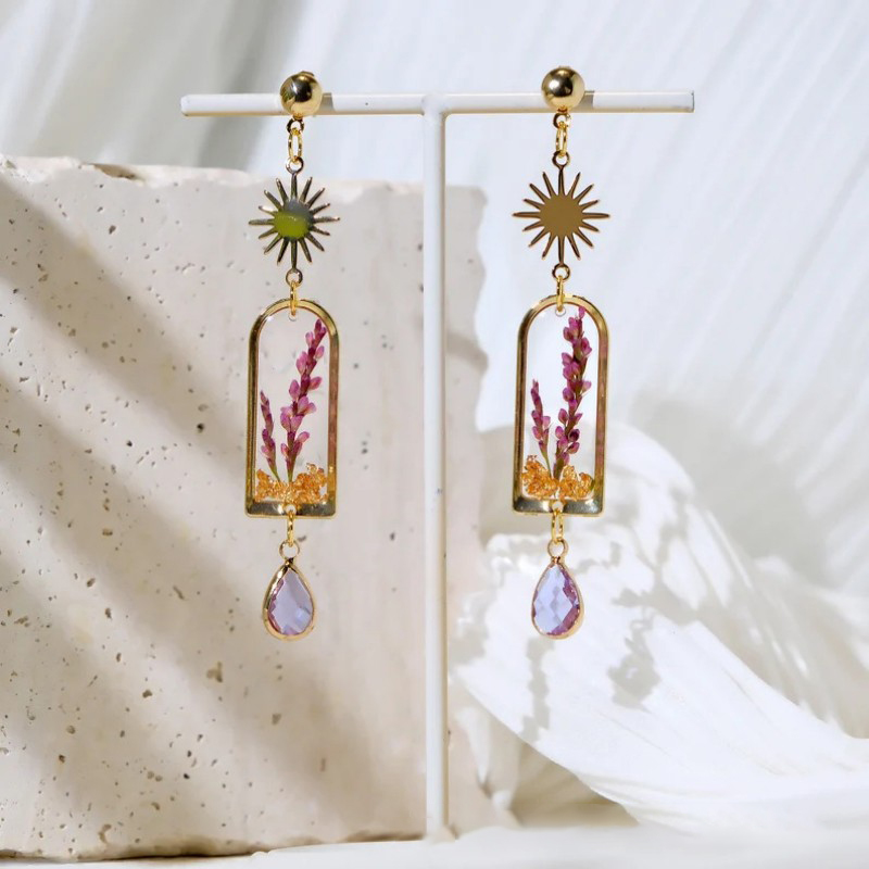 Unique Purple Lavender Earring - Dried Flower Bulk recension och pris