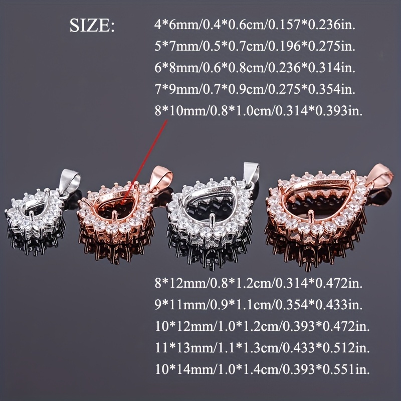 1pc Rose Golden Silvery Tear D - Bezels Set Pendant recension och pris