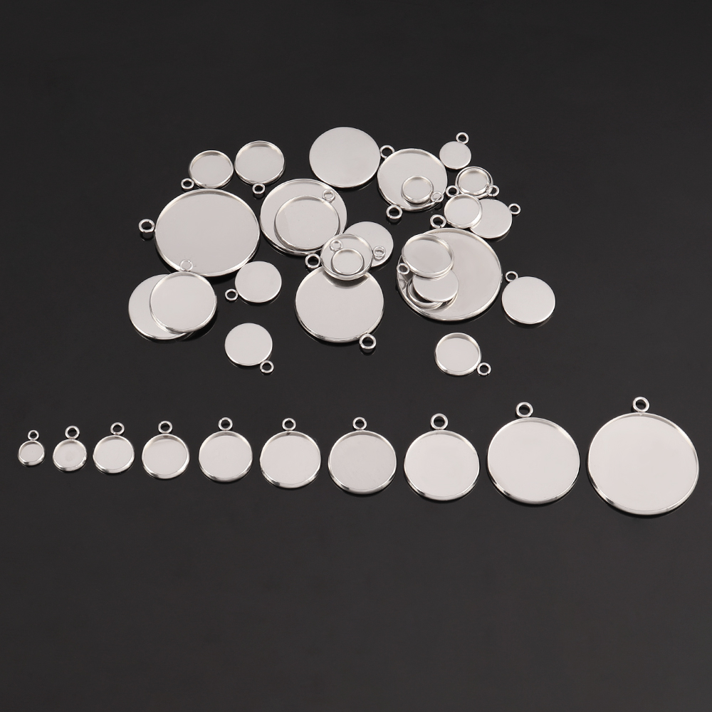 10Pcs Stainless Steel Cabochon - Bezels Set Pendant recension och pris