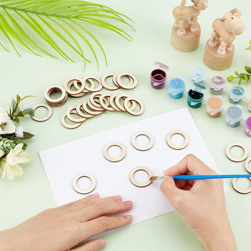 100 Pcs 30mm Natural Wood Ring - Wood Ring Blank recension och pris