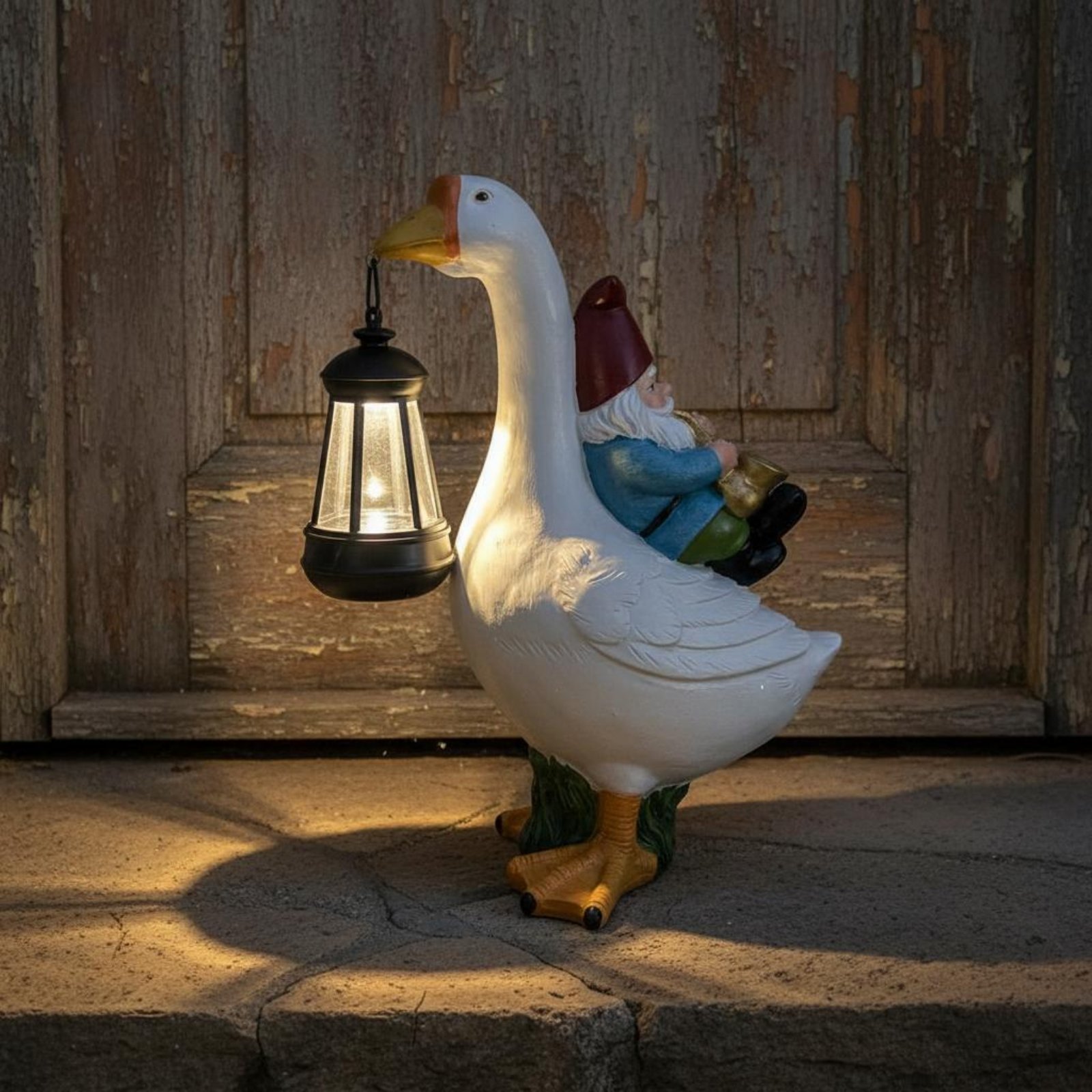 Gnome Riding Goose Statue Weat - Resin Crafts recension och pris